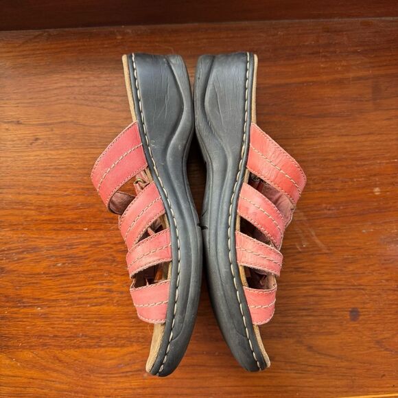 Clarks Women's Pink Coral Wedge Leather Sandals 9.5 - Picture 4 of 7